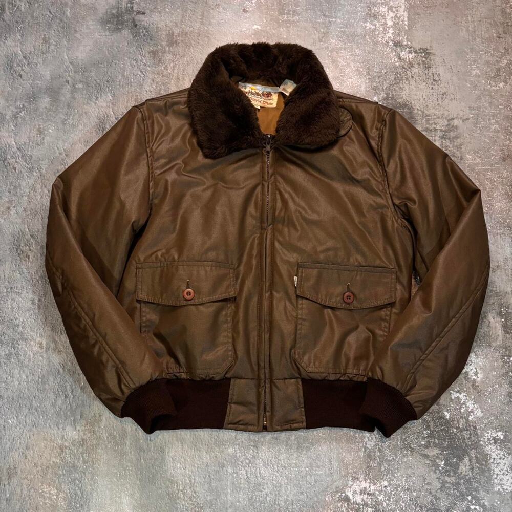 Vintage 70s Levis Movin On Bomber Jacket. Fur Col… - image 3